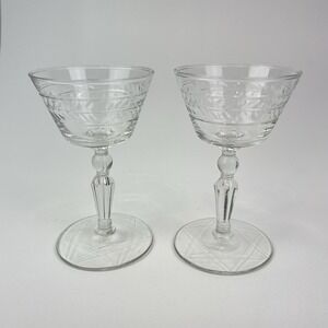 Rock Sharpe Jefferson Champagne Tall Sherbet Cut Glass Set Of 2